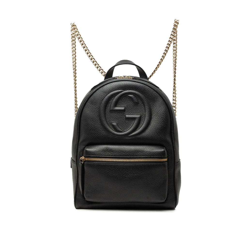 Pre-Loved Gucci Pebbled Calfskin Soho Chain Backpack
